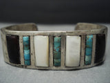 Museum Vintage Navajo Native American Jewelry jewelry Green Turquoise Heishi Sterling Silver Bracelet Old-Nativo Arts