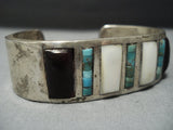 Museum Vintage Navajo Native American Jewelry jewelry Green Turquoise Heishi Sterling Silver Bracelet Old-Nativo Arts