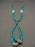 Museum Vintage Navajo Native American Jewelry jewelry Number 8 Turquoise Coral Necklace-Nativo Arts