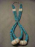 Museum Vintage Navajo Native American Jewelry jewelry/ Santo Domingo Early Turquoise Necklace Old-Nativo Arts