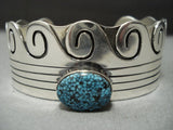 Museum Vintage Navajo Native American Jewelry jewelry Spiderweb Turquoise Sterling Silver Bracelet Cuff-Nativo Arts