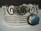 Museum Vintage Navajo Native American Jewelry jewelry Spiderweb Turquoise Sterling Silver Bracelet Cuff-Nativo Arts