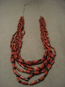 Museum Vintage Navajo Native American Jewelry jewelry 'Tubed Coral' Heishi Necklace Old-Nativo Arts