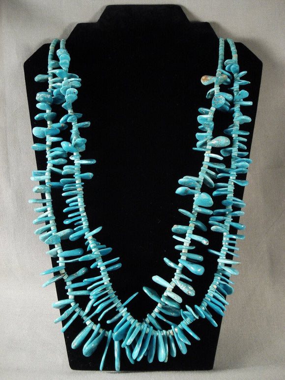 Museum Vintage Navajo Native American Jewelry jewelry wide Teardrop Turquoise Necklace Old-Nativo Arts