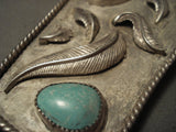 Museum Vintage Navajo Natural Carlin Turquoise Native American Jewelry Silver Bolo Tie-Nativo Arts