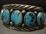 Museum Vintage Navajo 'Natural Domed Turquoise' Native American Jewelry Silver Bracelet Old-Nativo Arts