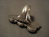 Museum Vintage Navajo Natural Pilot Mntn Turquoise Native American Jewelry Silver Leaf Ring Old-Nativo Arts