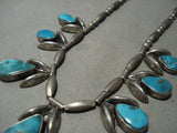 Museum Vintage Navajo Old Blue Gem Turquoise Native American Jewelry Silver Necklace-Nativo Arts