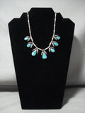 Museum Vintage Navajo Old Blue Gem Turquoise Native American Jewelry Silver Necklace-Nativo Arts