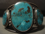 Museum Vintage Navajo Old Kingman Turquoise Vintage Native American Jewelry Silver Bracelet-Nativo Arts