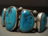 Museum Vintage Navajo Old Morenci Turquoise Native American Jewelry Silver Bracelet-Nativo Arts