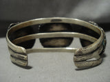 Museum Vintage Navajo Old Persin/ Morenci Turquoise Native American Jewelry Silver Leaf Bracelet Old-Nativo Arts