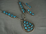 Museum Vintage Navajo 'Old Sleeping Beauty Turquoise' Native American Jewelry Silver Necklace-Nativo Arts