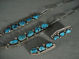 Museum Vintage Navajo 'Old Sleeping Beauty Turquoise' Native American Jewelry Silver Necklace-Nativo Arts