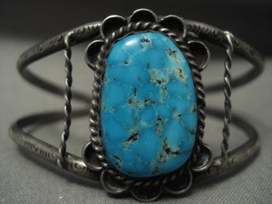 Museum Vintage Navajo Persin Turquoise Native American Jewelry Silver Bracelet Old-Nativo Arts