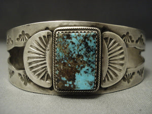 Museum Vintage Navajo Persin Turquoise Sterling Native American Jewelry Silver Bracelet-Nativo Arts