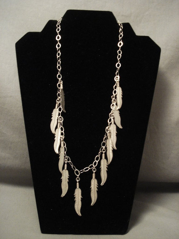 Museum Vintage Navajo 'Plethora Of Feathers' Sterling Native American Jewelry Silver Necklace-Nativo Arts