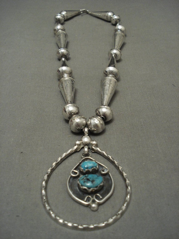 Museum Vintage Navajo 'Plethora Of Native American Jewelry Silver Cones' Turquoise Necklace Old-Nativo Arts