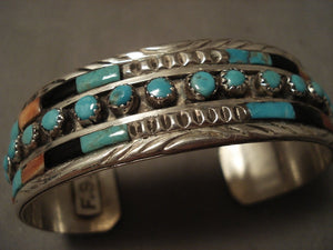 Museum Vintage Navajo 'Plethora Of Stones' Turquoise Native American Jewelry Silver Bracelet-Nativo Arts