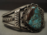 Museum Vintage Navajo Red Mountain Turquoise Native American Jewelry Silver Coiled Bracelet-Nativo Arts