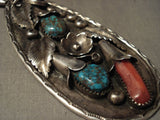 Museum Vintage Navajo Red Mountain Turquoise Native American Jewelry Silver Necklace Old-Nativo Arts
