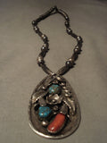 Museum Vintage Navajo Red Mountain Turquoise Native American Jewelry Silver Necklace Old-Nativo Arts