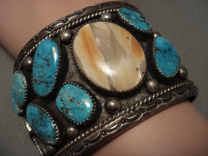 Museum Vintage Navajo shiprock Native American Jewelry Silver Turquoise Bracelet-Nativo Arts