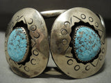 Museum Vintage Navajo Sky Blue Basalt Turquoise Native American Jewelry Silver Bracelet Old-Nativo Arts