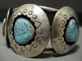 Museum Vintage Navajo Sky Blue Basalt Turquoise Native American Jewelry Silver Bracelet Old-Nativo Arts