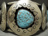Museum Vintage Navajo Sky Blue Basalt Turquoise Native American Jewelry Silver Bracelet Old-Nativo Arts