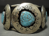 Museum Vintage Navajo Sky Blue Basalt Turquoise Native American Jewelry Silver Bracelet Old-Nativo Arts