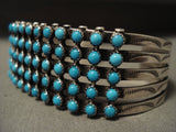 Museum Vintage Navajo Snake Eye Turquoise Native American Jewelry Silver Bracelet-Nativo Arts