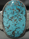 Museum Vintage Navajo 'Spider Intensity Turquoise' Native American Jewelry Silver Dlanks Bracelet-Nativo Arts