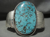 Museum Vintage Navajo 'Spider Intensity Turquoise' Native American Jewelry Silver Dlanks Bracelet-Nativo Arts