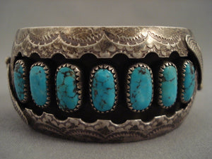 Museum Vintage Navajo Spider Turquoise Native American Jewelry Silver Sun Bracelet Old-Nativo Arts