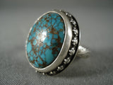 Museum Vintage Navajo Spiderweb Turquoise Native American Jewelry Silver Ring-Nativo Arts