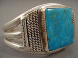 Museum Vintage Navajo 'Squared #8 Turquoise' Native American Jewelry Silver Bracelet-Nativo Arts