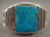 Museum Vintage Navajo 'Squared #8 Turquoise' Native American Jewelry Silver Bracelet-Nativo Arts