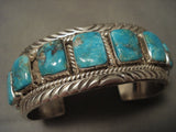 Museum Vintage Navajo 'Squared Turquoise' Native American Jewelry Silver Bracelet Old-Nativo Arts