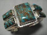 Museum Vintage Navajo Squared Turquoise Sterling Silver Native American Bracelet-Nativo Arts