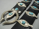 Museum Vintage Navajo Squash Blossom Turquoise Sterling Silver Concho Belt-Nativo Arts