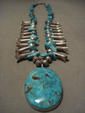 Museum Vintage Navajo 'Squash Turquoise' Native American Jewelry Silver Necklace-Nativo Arts