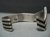 Museum Vintage Navajo Thick Heavy Blue Wind Turquoise Sterling Native American Jewelry Silver Bracelet-Nativo Arts