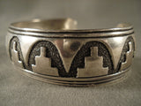 Museum Vintage Navajo Thomas Singer geometric Pueblo Native American Jewelry Silver Bracelet-Nativo Arts