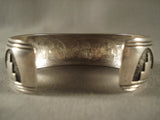 Museum Vintage Navajo Thomas Singer geometric Pueblo Native American Jewelry Silver Bracelet-Nativo Arts