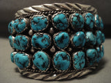 Museum Vintage Navajo 'Treasure Nugget' Turquoise Native American Jewelry Silver Bracelet-Nativo Arts
