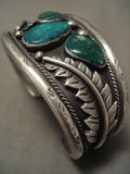 Museum Vintage Navajo 'Tri-stone Turquoise' Native American Jewelry Silver Bracelet-Nativo Arts