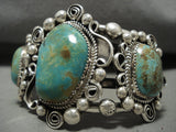 Museum Vintage Navajo 'Triple Royston Turquoise' Sterling Native American Jewelry Silver Bracelet Old-Nativo Arts