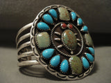 Museum Vintage Navajo Turquoise Bug Native American Jewelry Silver Coral Eye Bracelet-Nativo Arts