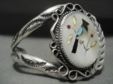 Museum Vintage Navajo Turquoise Coral Bird Native American Jewelry Silver Bracelet Old-Nativo Arts